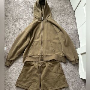 TNA Sweat Set Shorts and Zip Up